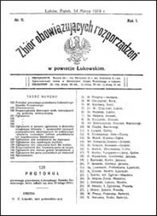 Zbi&oacute;r Obowiązujących Rozporządzeń w Powiecie Łukowskim R. 1 (1919) nr 11