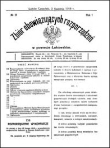 Zbiór Obowiązujących Rozporządzeń w Powiecie Łukowskim R. 1 (1919) nr 13