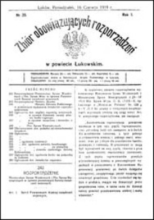 Zbi&oacute;r Obowiązujących Rozporządzeń w Powiecie Łukowskim R. 1 (1919) nr 20