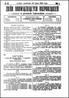 Zbiór Obowiązujących Rozporządzeń w Powiecie Łukowskim R. 1 (1919) nr 23