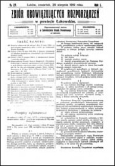 Zbiór Obowiązujących Rozporządzeń w Powiecie Łukowskim R. 1 (1919) nr 27