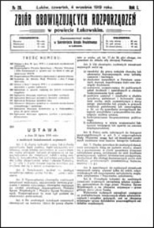 Zbi&oacute;r Obowiązujących Rozporządzeń w Powiecie Łukowskim R. 1 (1919) nr 28
