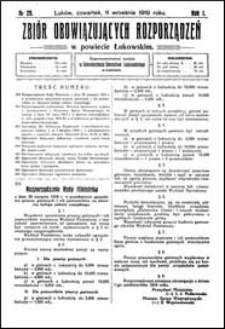 Zbiór Obowiązujących Rozporządzeń w Powiecie Łukowskim R. 1 (1919) nr 29