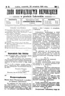 Zbiór Obowiązujących Rozporządzeń w Powiecie Łukowskim R. 1 (1919) nr 31