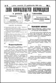 Zbiór Obowiązujących Rozporządzeń w Powiecie Łukowskim R. 1 (1919) nr 35