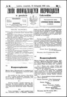 Zbiór Obowiązujących Rozporządzeń w Powiecie Łukowskim R. 1 (1919) nr 38