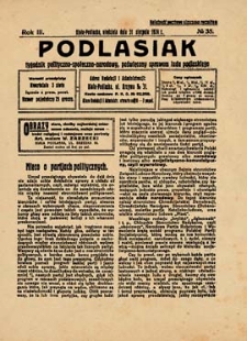 Podlasiak : tygodnik polityczno-społeczno-narodowy, poświęcony sprawom ludu podlaskiego R. 3 (1924) nr 35