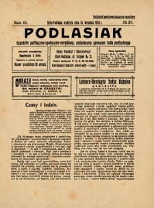 Podlasiak : tygodnik polityczno-społeczno-narodowy, poświęcony sprawom ludu podlaskiego R. 3 (1924) nr 37