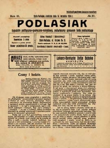 Podlasiak : tygodnik polityczno-społeczno-narodowy, poświęcony sprawom ludu podlaskiego R. 3 (1924) nr 37