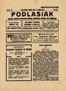 Podlasiak : tygodnik polityczno-społeczno-narodowy, poświęcony sprawom ludu podlaskiego R. 3 (1924) nr 38