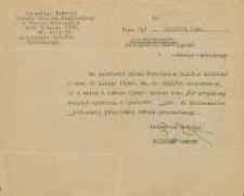 Pismo służbowe o przyznaniu przez Inspektora Szkolnego Obwodu Bialsko-Podlaskiego dodatku słuzbowego Janowi Makarukowi p.o. kierownika szkoły w Białej Podlaskiej