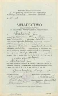 Świadectwo praktycznego egzaminu na nauczyciela publicznych szkół powszechnych : pan [Jan Makaruk ...]