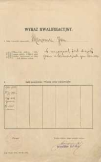 Wykaz kwalifikacyjny Jana Makaruka, nauczyciela szkoły powszechnej w Sarnakach pow. konstantynowski