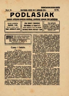 Podlasiak : tygodnik polityczno-społeczno-narodowy, poświęcony sprawom ludu podlaskiego R. 3 (1924) nr 40