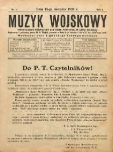 Muzyk Wojskowy : dwutygodnik poświęcony kulturze muzycznej w Armii Polskiej R. 1 (1926) nr 3