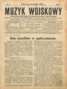 Muzyk Wojskowy : dwutygodnik poświęcony kulturze muzycznej w Armii Polskiej R. 1 (1926) nr 4