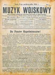 Muzyk Wojskowy : dwutygodnik poświęcony kulturze muzycznej w Armii Polskiej R. 1 (1926) nr 7