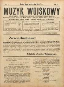 Muzyk Wojskowy : dwutygodnik poświęcony kulturze muzycznej w Armii Polskiej R. 2 (1927) nr 1