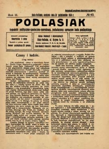 Podlasiak : tygodnik polityczno-społeczno-narodowy, poświęcony sprawom ludu podlaskiego R. 3 (1924) nr 43