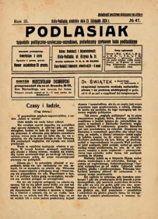 Podlasiak : tygodnik polityczno-społeczno-narodowy, poświęcony sprawom ludu podlaskiego R. 3 (1924) nr 46