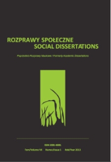 Rozprawy Społeczne = Social Dissertations T. 7, nr 2 (2013)