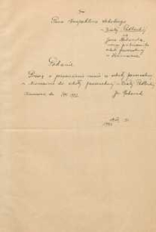 Podanie do Inspektora szkolnego o przeniesienie ze szkoły powszechnej w Komarnie do szkoły powszechnej w Białej Podlaskiej