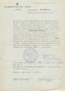 Pismo w sprawie zakwalifikowania Jana Makaruka na stanowisko Naczelnika Wydziału