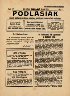 Podlasiak : tygodnik polityczno-społeczno-narodowy, poświęcony sprawom ludu podlaskiego R. 4 (1925) nr 1