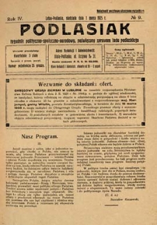 Podlasiak : tygodnik polityczno-społeczno-narodowy, poświęcony sprawom ludu podlaskiego R. 4 (1925) nr 9