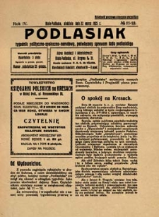 Podlasiak : tygodnik polityczno-społeczno-narodowy, poświęcony sprawom ludu podlaskiego R. 4 (1925) nr 11/12