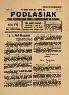 Podlasiak : tygodnik polityczno-społeczno-narodowy, poświęcony sprawom ludu podlaskiego R. 4 (1925) nr 14