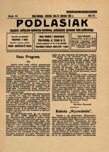 Podlasiak : tygodnik polityczno-społeczno-narodowy, poświęcony sprawom ludu podlaskiego R. 4 (1925) nr 17