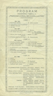 Program inscenizacji pieśni p.t. "Przedwczoraj - wczoraj - jutro"