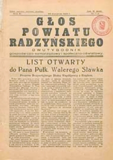Głos Powiatu Radzyńskiego : dwutygodnik gospodarczo-społeczno-oświatowy R. 11 (1935) nr 1-2