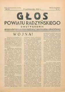 Głos Powiatu Radzyńskiego : dwutygodnik gospodarczo-społeczno-oświatowy R. 11 (1935/1936) nr 4
