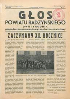 Głos Powiatu Radzyńskiego : dwutygodnik gospodarczo-społeczno-oświatowy R. 12 (1936/1937) nr 1