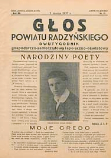 Głos Powiatu Radzyńskiego : dwutygodnik gospodarczo-społeczno-oświatowy R. 12 (1936/1937) nr 13