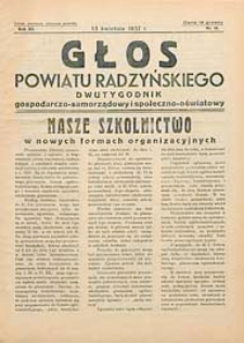 Głos Powiatu Radzyńskiego : dwutygodnik gospodarczo-społeczno-oświatowy R. 12 (1936/1937) nr 16