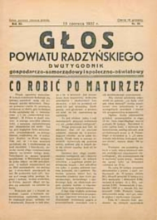 Głos Powiatu Radzyńskiego : dwutygodnik gospodarczo-społeczno-oświatowy R. 12 (1936/1937) nr 20