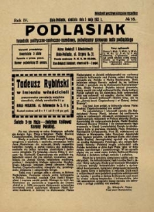Podlasiak : tygodnik polityczno-społeczno-narodowy, poświęcony sprawom ludu podlaskiego R. 4 (1925) nr 18