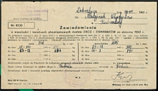 [Druk urzędowy]. [Inc.:] Ob. Matejczuk Stanisław. Kostomłoty. Zawiadomienie o wysokości i terminie obowiązkowych dostaw zbóż i ziemniaków ze zbiorów 1963 r.