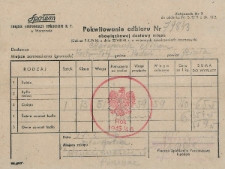 Pokwitowanie odbioru obowiązkowej dostawy mięsa [...] od Matejczuk Kazimierz z Kostomłot