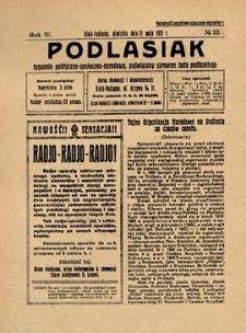 Podlasiak : tygodnik polityczno-społeczno-narodowy, poświęcony sprawom ludu podlaskiego R. 4 (1925) nr 22