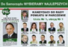 Plakat wyborczy : [Inc.:] PSL. Do samorządu wybieramy najlepszych. Kandydaci do Rady Powiatu w Parczewie