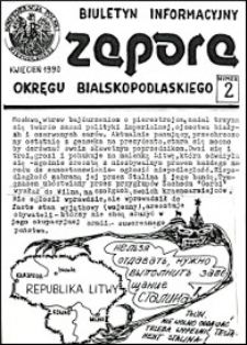 Zapora : Biuletyn Informacyjny Okręgu Bialskopodlaskiego KPN R. 1 (1990) kwiecień