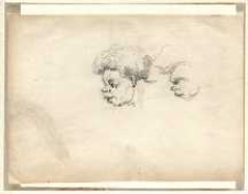 Dwa rysunki męskiej głowy o karykaturalnych rysach [dokument ikonograficzny]