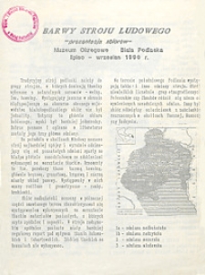 Barwy stroju ludowego : prezentacja zbiorów : Muzeum Okręgowe Biała Podlaska lipiec - wrzesień