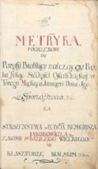 [Księga zmarłych parafii unickiej w Białej Podlaskiej od 1782 do 1825 r.]