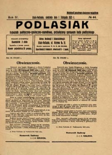 Podlasiak : tygodnik polityczno-społeczno-narodowy, poświęcony sprawom ludu podlaskiego R. 4 (1925)
