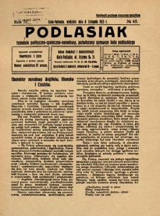 Podlasiak : tygodnik polityczno-społeczno-narodowy, poświęcony sprawom ludu podlaskiego R. 4 (1925) nr 45